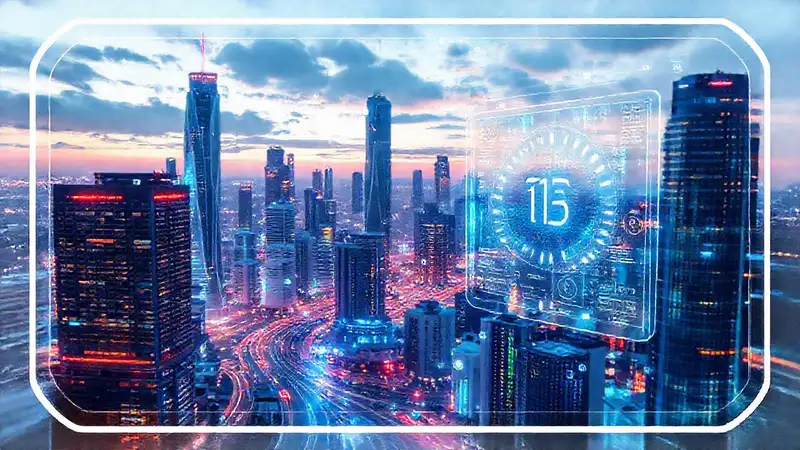 Una ciudad futurista brilla con tecnología