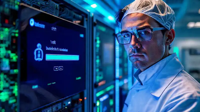 Un técnico actualiza un circuito brillante