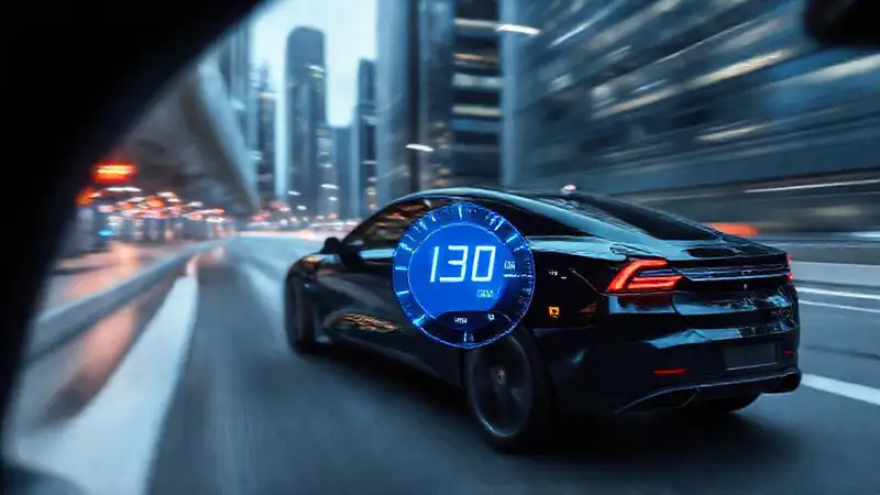 Coche eléctrico, velocidad y diseño futurista
