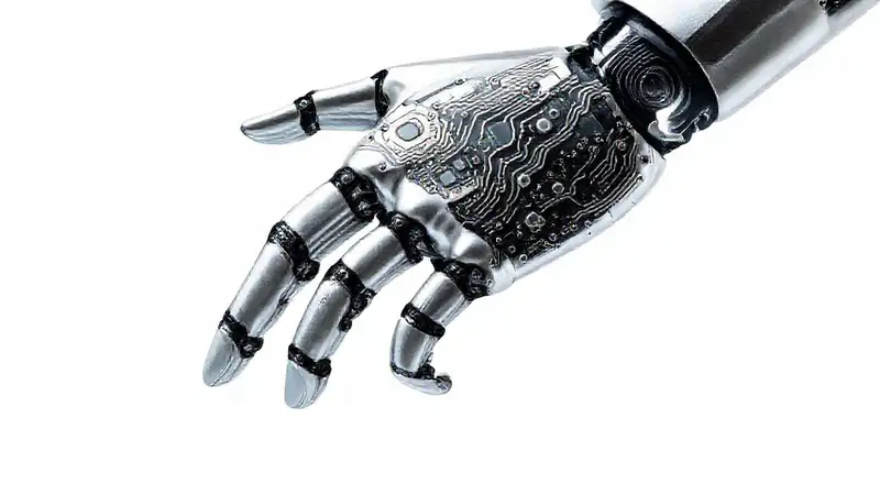 Un robot futurista de ingeniería minimalista