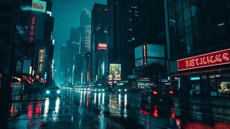 La ciudad nocturna refleja una tristeza oscura