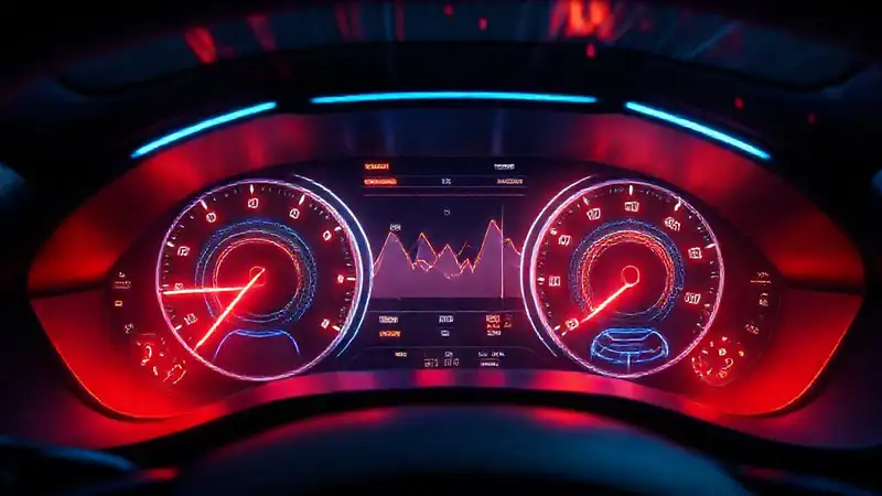 Un panel de control eléctrico futurista visualiza datos
