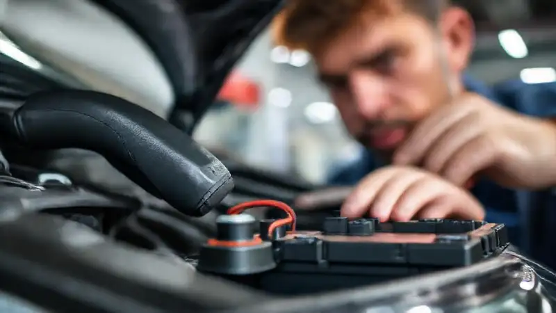 Un mecánico revisa un coche eléctrico dañado