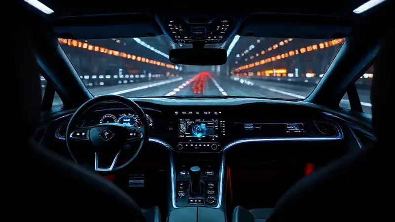 Interior de coche moderno, diseño futurista
