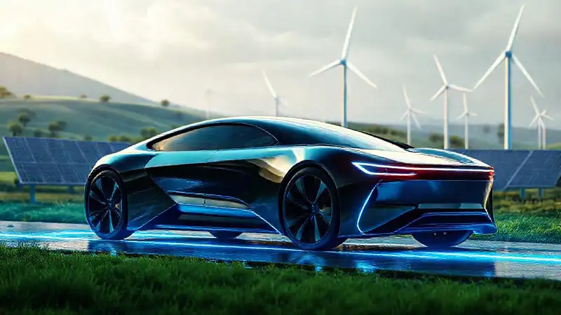 Un coche eléctrico futurista y sostenible