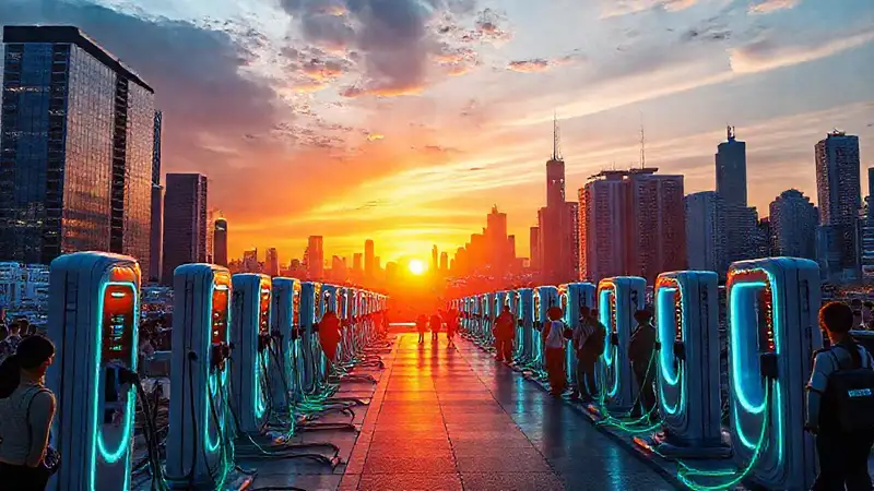 Ciudades futuristas cargan con tecnología brillante