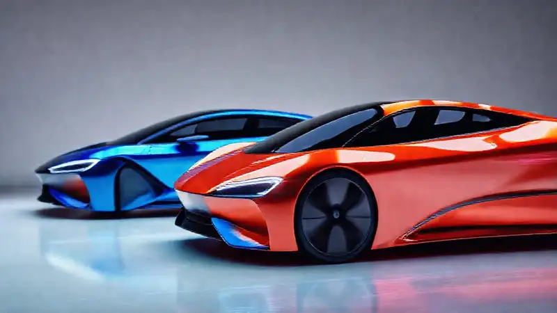 Coches eléctricos elegantes y modernos brillan