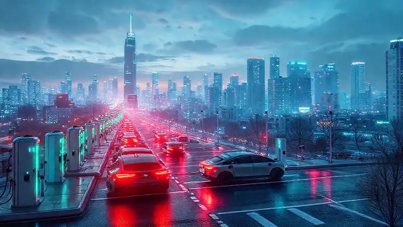 Ciudad del futuro, eléctrica y luminosa