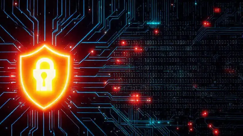 Protección digital futurista y amenazante