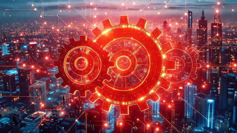 Gears futuristas colaboran en una ciudad