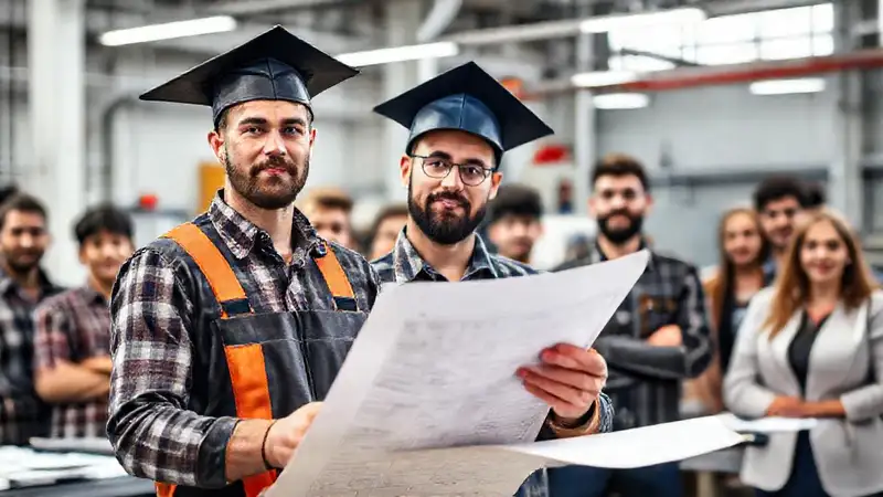 Trabajadores aprenden en fábrica moderna