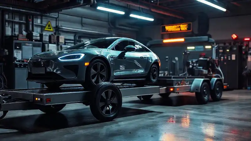 Un mecánico diagnostica un coche eléctrico