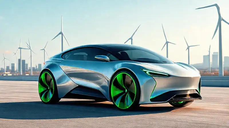 Coche eléctrico futurista, 2025, diseño limpio