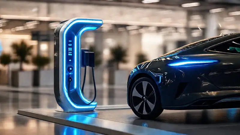 Estación de carga futurista eléctrica y elegante