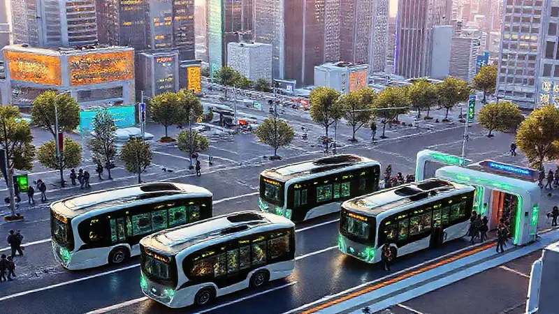 Una ciudad futurista eléctrica y dinámica