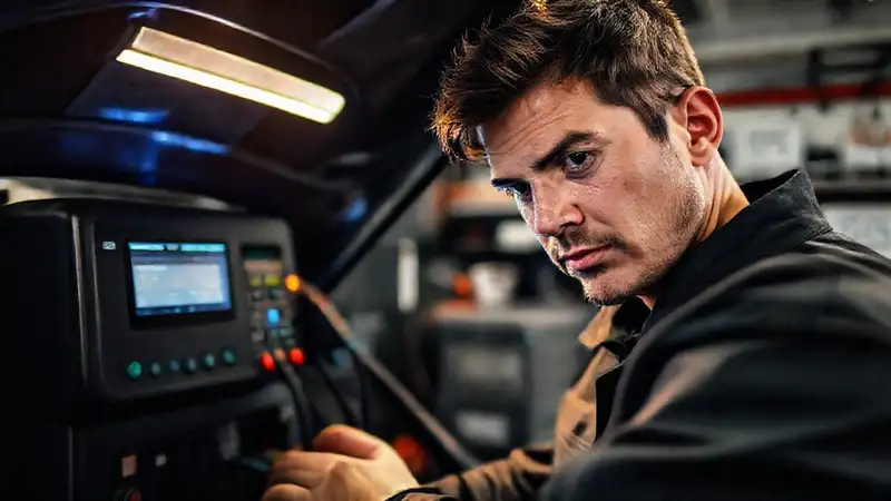 Mecánico de coches eléctricos diagnostica circuitos