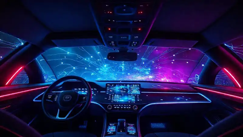 Un coche futurista con tecnología avanzada