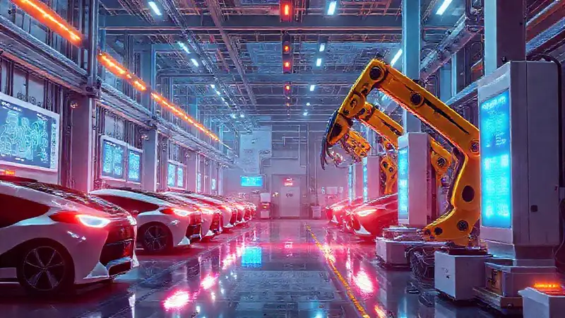 Fábrica futurista robótica